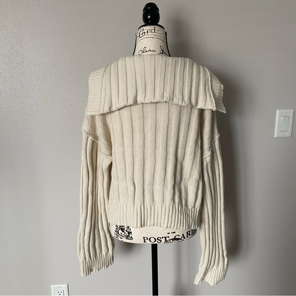 Free People We The Free Chunky Knit Sweater Rudi Funnel Neck Ivory Cream Small - Picture 4 of 10